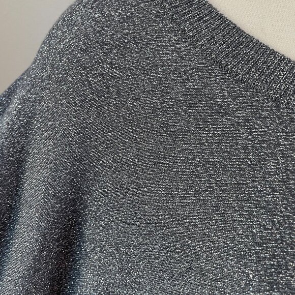 INC International Concepts Womens Medium Gray Metallic Sweater Knit Top - Picture 3 of 11